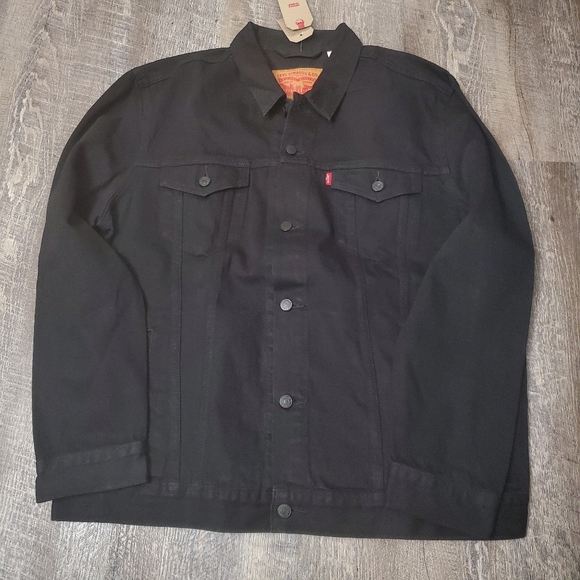 mens black denim jacket xxl